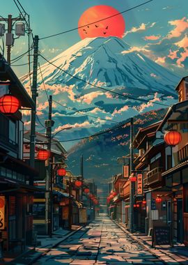 Retro Mount Fuji City