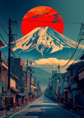 Retro Mount Fuji City