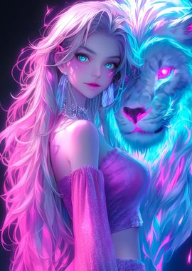 Neon Lion Girl