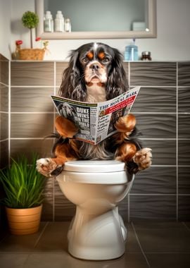 Spaniel on the Toilet