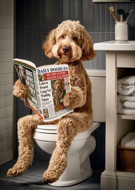 Labradoodle on the Toilet