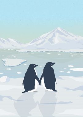 couple penguins north pole