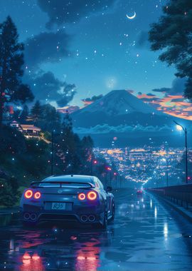 GTR R35 City Fuji night