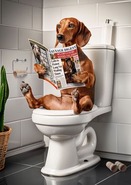 Dachshund in the Bathroom