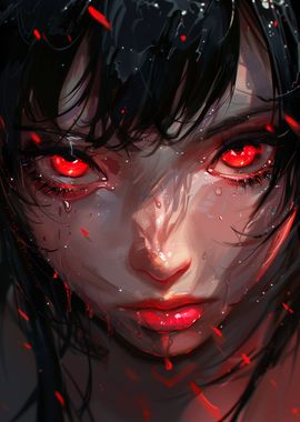 Red Anime Girl Face