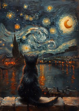 Starry Night And The Cat