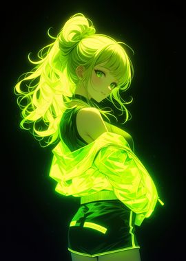 neon glow anime girl