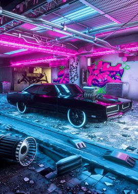 car neon graffiti