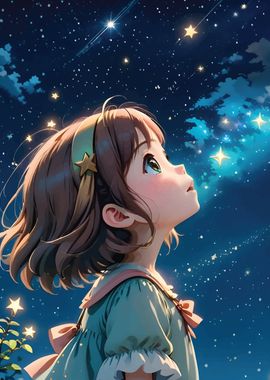 Girl looking at the stars