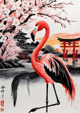 Flamingo Japan Painting