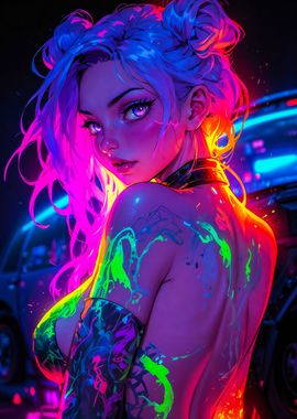 Beautiful Neon Girl Posing