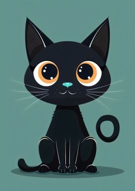 Cute Minimal Black Cat