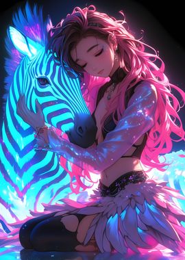 Girl x Zebra Neon Love