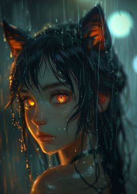 Neon Glow Anime Cat Girl