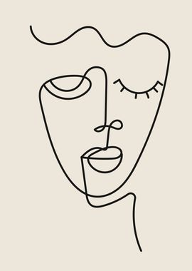 Sad Woman face line art