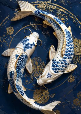 Porcelain Koi Harmony