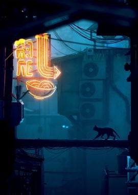 Cat in the Neon Light