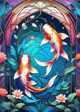 Koi Fish Stained Glass