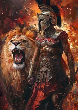 lion and warrior