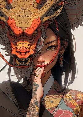 Geisha mask dragon