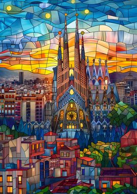 Barcelona Sunset Mosaic