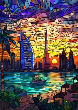 Dubai Sunset Skyline