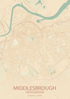 Middlesbrough UK City Map