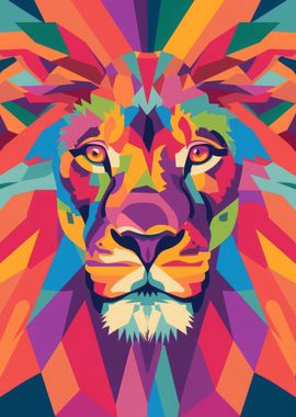 Lion Abstract Flat