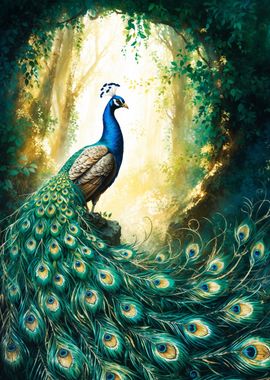 Peacock in the Forest