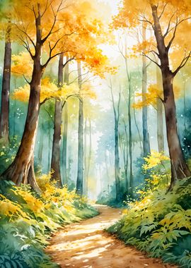 Watercolor Forest Art