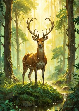 Majestic Deer in Forest