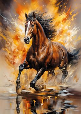 brown horse painting