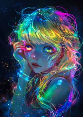 Cute Girl neon Colorful