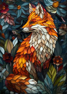 Fox Stained glass leaf BG