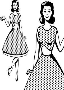 Retro Lady Dotted World