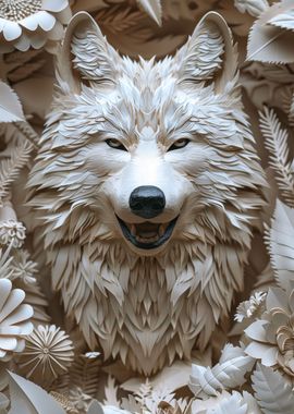 Wolf In White Paper Cut