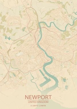 Newport UK Vintage CityMap