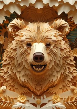 Paper Cut Brown Bear