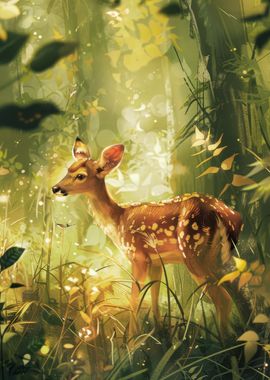 Fawn in Sunlit Glade