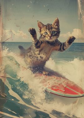 Surfing cat