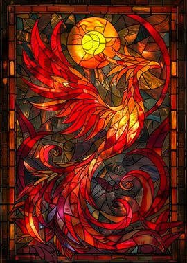 Bird Phoenix Stain Glass