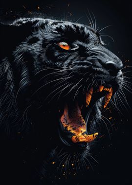 Roaring Black Panther