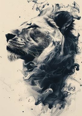 Lion in Ink Style