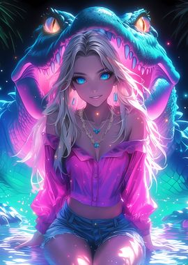 Neon Crocodile Girl