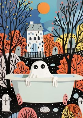 3D Bathing Halloween Ghost