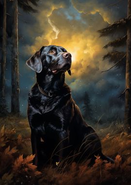 Chocolate labrador at nigh