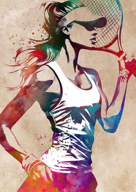 Tennis player sport art