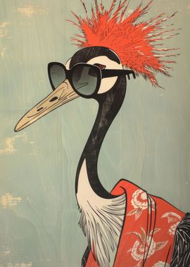 Hipster Crane Ukiyo-e