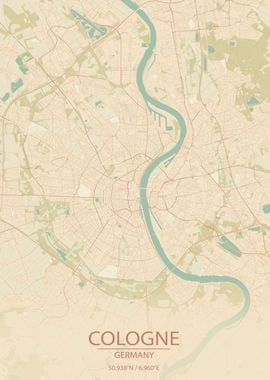 Cologne Germany City Map