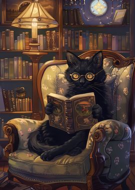 Cat reading a Book